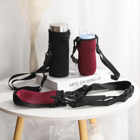2pcs 12 oz uxcell Neoprene Water Bottle Sleeve with Strap, Insulated Water Glass Bottle Carrier Bag Collapsible Drink