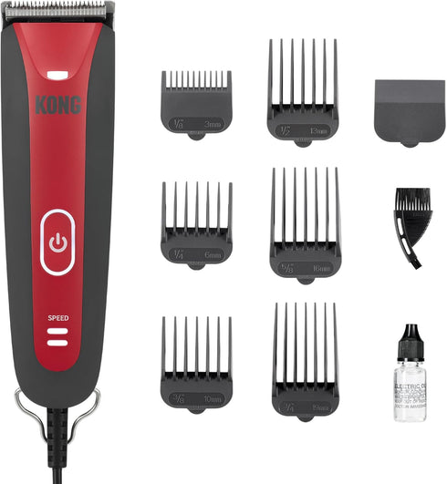 Kong 2-Speed Dog Clipper Grooming Kit Stainless Steel Blade, Waterproof, LED Spotlight,