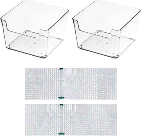 KeaJuidy 2 Pack Transparent Hermit Crab Water Tanks With Cuttable Climbing Ramp, Ideal Habitat and Toy for Small