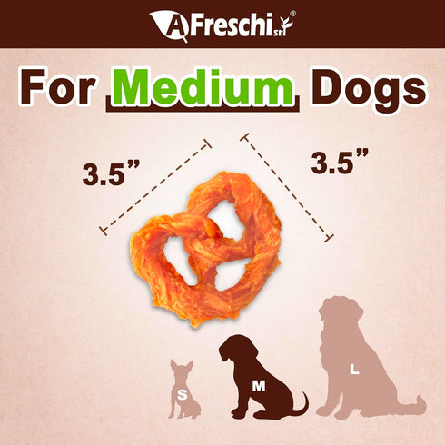 Afreschi Natural Turkey Tendon Pretzel (M) - Pack of 2 Dog Treats, All Natural Human Grade Chew, Hypoallergenic