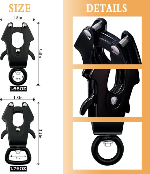 2 Pcs Frog Clip Dog Leash Clasp, Heavy Duty 360 Degree Swivel Clip Quick Release and Locking Buckle for Pet Collar
