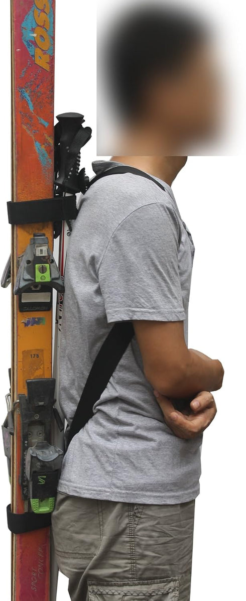 YYST Ski Tote | Backpack Carrier for Skis and Poles | Ski and Pole Carry Sling Strap - Free Your Hand!