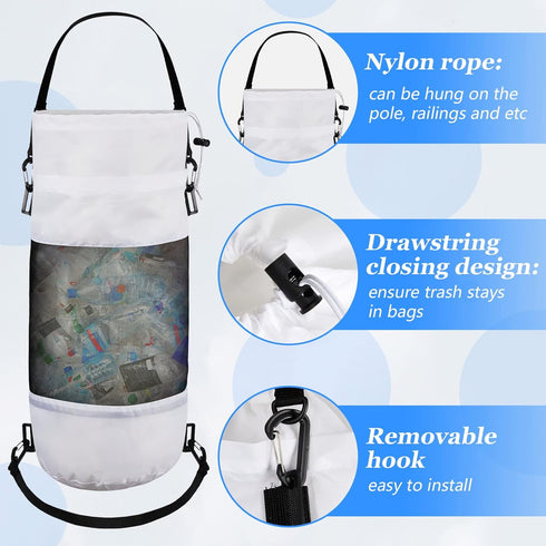 5/8 Patelai Pcs Portable Boat Trash Bags Container Mesh Trash Bags Can Reusable Garbage Container for Men Women Adults