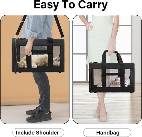17" 12" 12", 17 lbs, Simple Deluxe Airline-Approved Cat Carrier, x x Soft-Sided Pet Carrier for Cats up to Durable