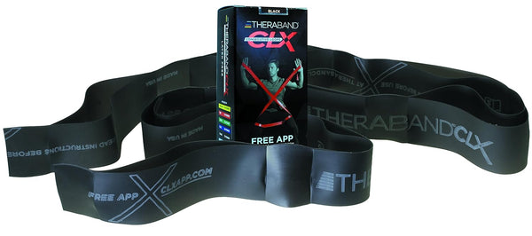 THERABAND CLX Resistance Band with Loops, Fitness Band for Home Exercise and Workouts, 5 Foot Band, Black, Special Heavy
