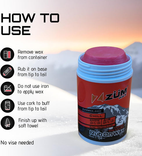 ZUMWax Ski Snowboard Ceramic Non Fluoro RUB ON Racing Wax