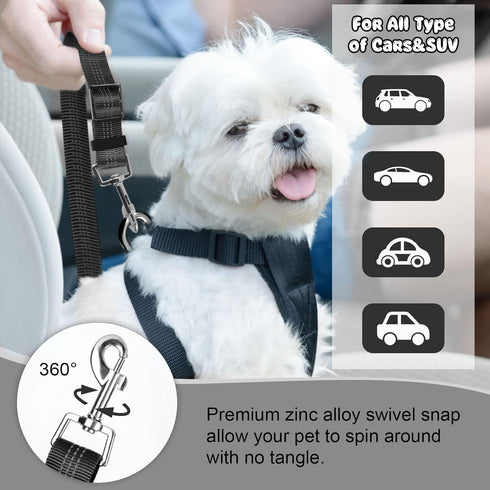 2 Packs Dog Cat Safety Seat Belt Strap, Adjustable Nylon Fabric Restraints for Vehicle Seatbelts