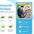 100 Unscented Dog Wipes for Paws, Butt, Ears, Eyes | Organic Hypoallergenic Pet Wipes with Aloe Vera | Extra Thick