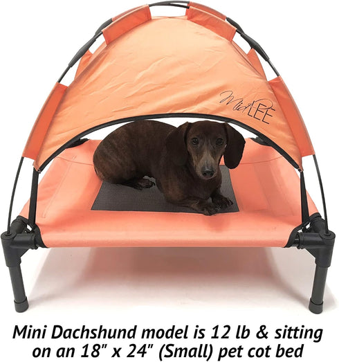 Midlee Salmon Dog Cot with Canopy, 30" x 36"