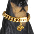 Gold Chain Dog Collar, Cuban Link 15mm with Secure Snap Buckle, 18K Gold Plated for Small Medium Large Dogs