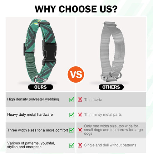 Small Dog Collar and Leash Set, Adjustable Pet Collar for XS S M Breeds, 5FT Nylon Dog Leash, Green M