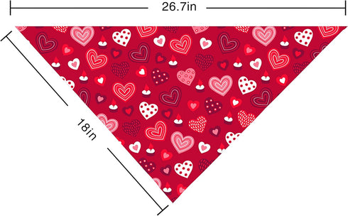 Valentines Dog Bandana, Holiday Cat Bandana Heart, 2 Pack Scarfs for Small Medium Large Pets