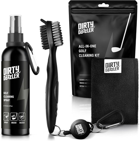 Golf Club Cleaning Kit - Includes Groove Cleaner Tool, Golf Club Cleaner Brush, Towel, and Spray