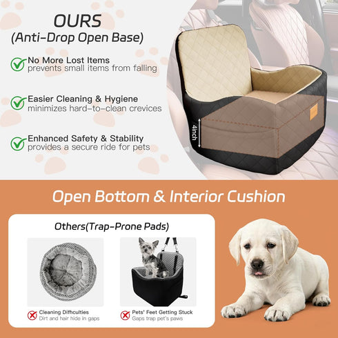 PEATCEC 35lbs, 2 Seamless Dog Car Seat for Small/Medium Dogs Under Detachable & Washable Elevated Pet Travel Bed