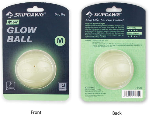 SKIPDAWG Interactive Squeaky Light Up Dog Ball | Glow in Dark, Floating Toy, Durable TPR, 2.5 Inches