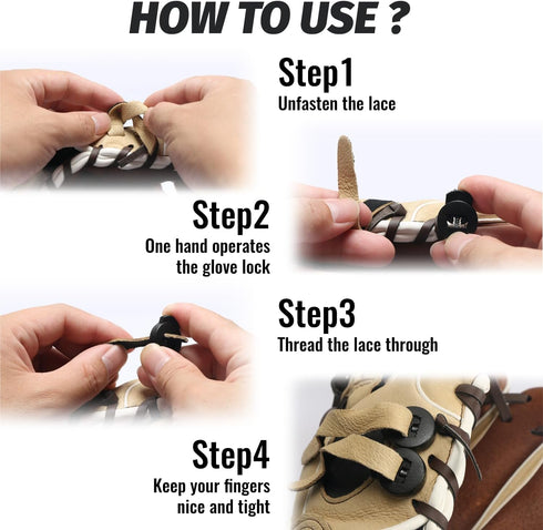 Jomeya 8 Pack Glove Locks, Universal Fit Baseball and Softball Lace Locks, No More Knots Required