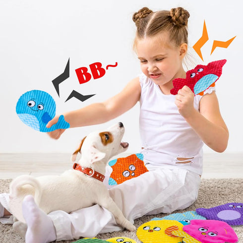 No Stuffing Dog Toys 10 Pack | Squeaky Crinkle Dog Toys for Small Medium Dogs, Interactive Teething Chew Toys