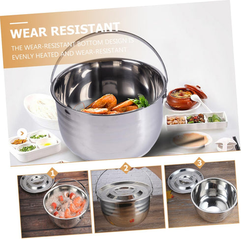 1pc 201 TIDTALEO Camping Pot Campfire Kettle Stock Pot Stainless Steel Saucepan Soup Pot Camping Oven Pot Big Pot