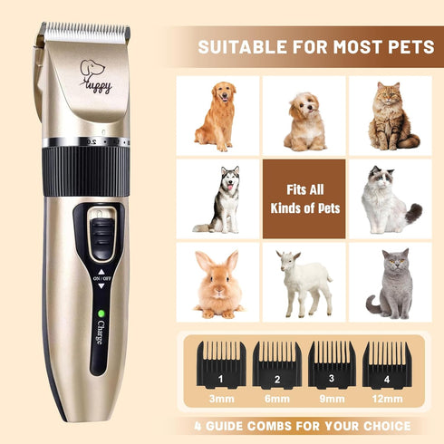 HappyYILIDA Dog Clippers for Grooming, Low Noise, Electric Quiet, Adjustable Clipper Comb for Dog Grooming Kit, cat