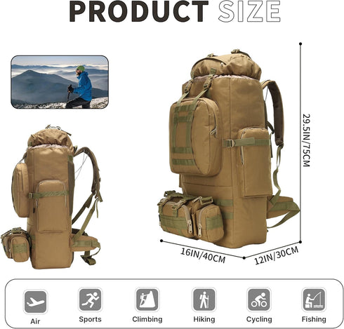 King'sGuard 100L Backpack Backpacking Daypack Camping Hiking Molle Rucksack Military Camping