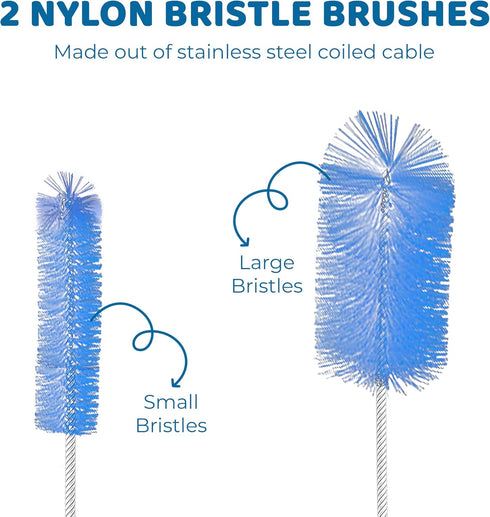 SunGrow 61" Stainless Steel Aquarium Filter Brush, Long Flexible Tube, Double-ended Pipe Cleaner