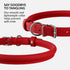 CollarDirect Rolled Leather Dog Collar, Soft Padded Round Puppy Collar, Handmade Genuine Leather Collar Dog Small Large Cat Collars 13 Colors (15-19 Inch, Red Smooth)