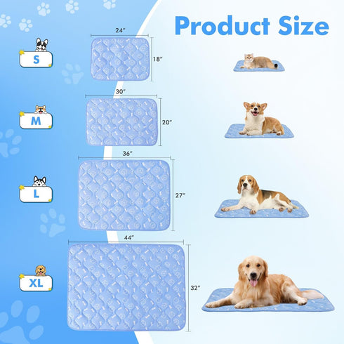 Rywell Dog Cooling Mat 2.0 - 44 * 32 Thicken Cooling Mat for Extra Large Dog, Waterproof Color Changing Fiber