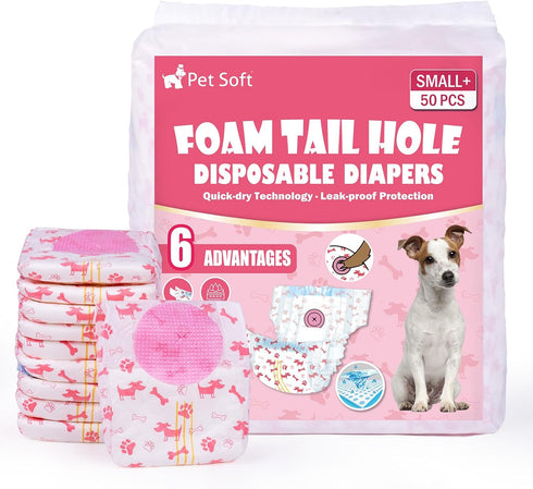 Pet Soft Disposable Dog Diapers - Female Dog Diapers with Adjustable Foam
