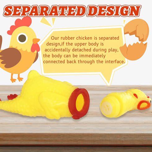 Zddaoole 20 Pcs Rubber Chicken,Screaming Chicken,Squeeze Chicken,Yellow Rubber Squawking Dog Toys,Prank Novelty Noise
