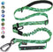 Hotsky Heavy Duty Tactical Bungee Dog Leash with Car Seat Belt and Double Handle for Medium Large Dogs, 4-6ft, Green