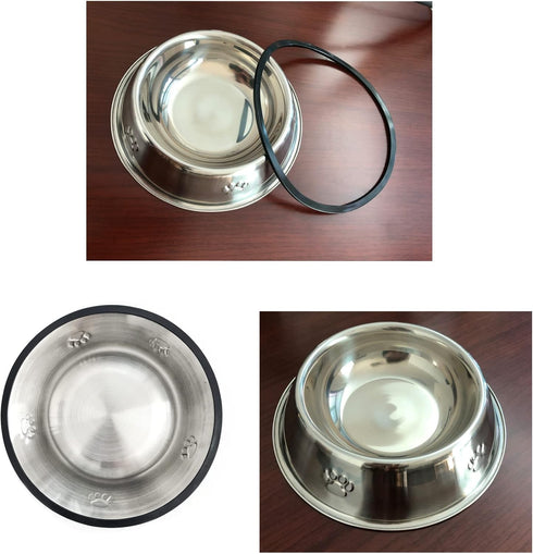 YUDANSI 2 Stainless Steel Dog Bowls with Rubber Base, Small and Medium Pet Feeder Bowls