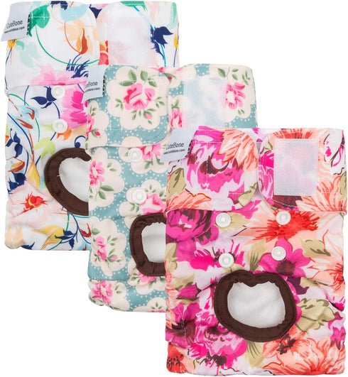 3 Pack CuteBone Dog Diapers Female Washable Small Medium Large Reusable Doggie Diapers Puppy Period Pants for Doggy