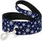 Dog Leash Snowflakes Blue White, 4 Feet Long, 1.0 Inch Wide