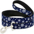 Dog Leash Snowflakes Blue White, 4 Feet Long, 1.0 Inch Wide