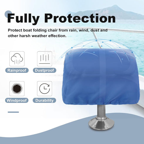 600D 18W 20D 14H inch, Explore Land Boat Folding Seat Cover - Waterproof Heavy Duty Boat Folding Chair Cover - x x Blue