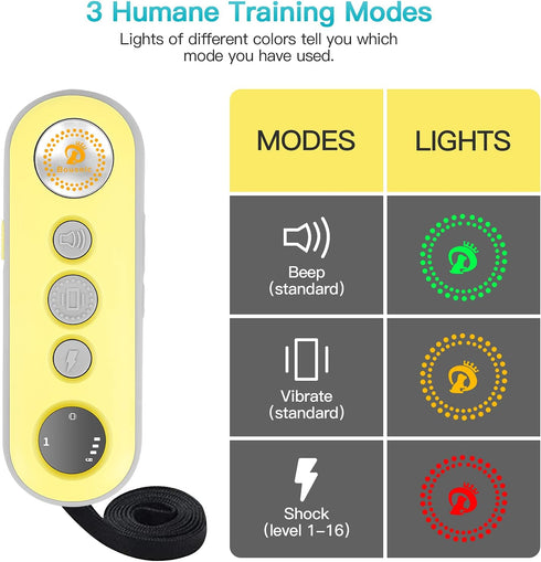 Bousnic Dog Shock Collar with Remote - Waterproof Rechargeable Training Collar for Dogs 10-120lbs