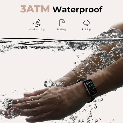 Fitness Tracker with 24/7 Heart Rate, Blood Oxygen, Sleep Monitor - 3ATM Waterproof Smart Watch/Activity Tracker, Black