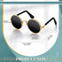 Dog Sunglasses - Retro Pet Glasses Classic Round Metal Eye Wear for Cats and Dogs, Cosplay Party Costume (Gold, Black)