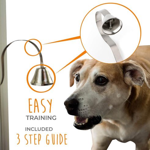 Mighty Paw Metal Dog Doorbell - Durable Big Dog Bell - Includes Potty Training Tips - Sleek Silver Bell