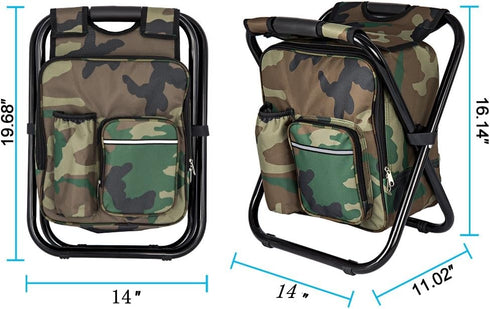 FCFKUK Backpack, Bright starl Multifunction Folding Cooler and Stool Hiking Camouflage Seat Table Bag Camping Gear