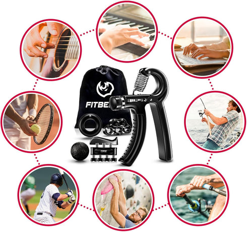 FitBeast Grip Strengthener Kit - 5 Pack Adjustable Resistance Forearm Strengthener Hand Grips