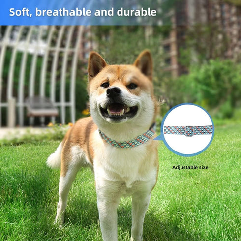 Adjustable Pet Collar with Metal Buckle, Cute Colors for Small Medium Large Dogs, Breathable Soft (Medium, Red Blue)