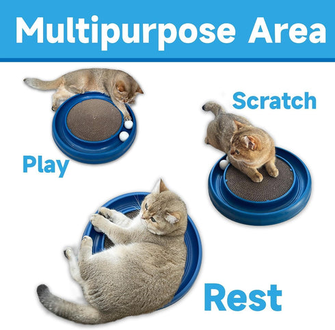 Cat Scratching Board for Indoor Cats, Round Cat Scratcher Refill, Natural Recycled Corrugated Cardboard - 3 Count