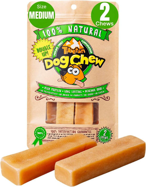 Tibetan Yak Cheese Dog Chew Sticks, 2 Medium Chews, Natural, Handmade, Grain and Gluten Free