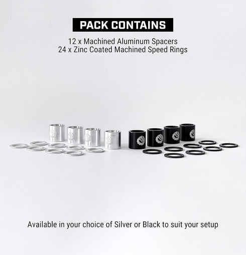 Fireball Dragon Precision Aluminum Spacers and Washers Set for Skateboards and Longboards, 3 Pack with 24 Rings, 12