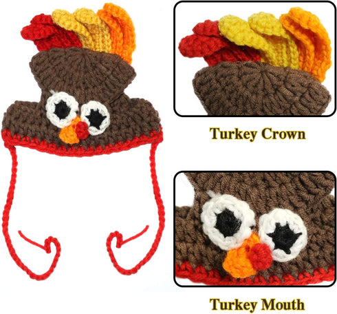 Rypet Cat Turkey Costume, Pet Turkey Hat Thanksgiving Apparel for Cats and Small Dogs