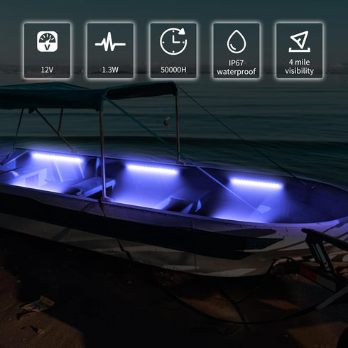 Yacht,4 RVZONE LED Boat Interior Lights, Boat Led Strip Lights Marine Waterproof Marine Lighting Strip Night Fishing