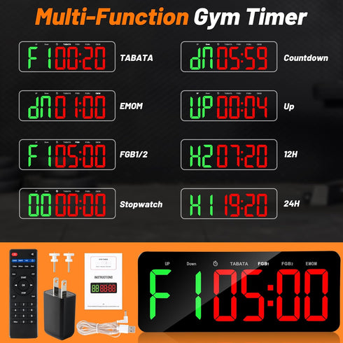 Faweskiy Count Upgraded Gym Timer Clock for Tabata/FBG/EMOM - Large Workout Clock for Home Gym with Remote Control