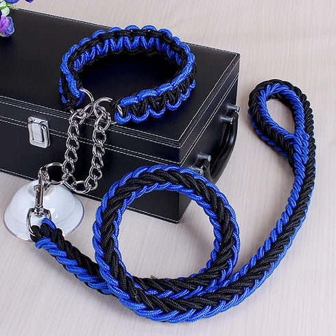 Heavy Duty Dog Collar and Leash Set, Strong 4 FT Nylon Braided Rope Dog Leash for Small Medium Large Dogs