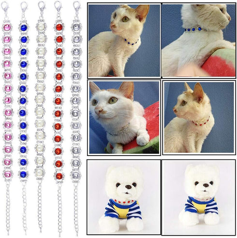 Dogs Kingdom Pet Dog Cat Crystal Collar, Bling Rhinestones Adjustable Necklace Accessories, Black, S: 8-10" Neck